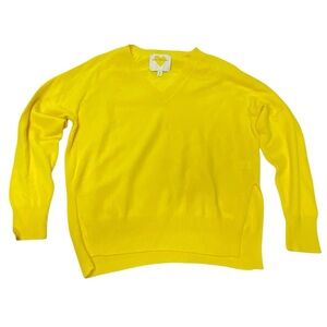 KERRI ROSENTHAL COLLETTE SPLIT HEM SWEATER - LEMON YELLOW